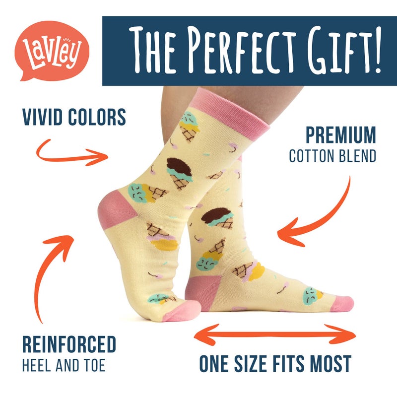 Lavley If You Can Read This Bring Me Ice Cream Socks â€“ Hilarious Novelty for Adults, US Size 6-12 â€“ Ice Cream Lover Gift - Image 2
